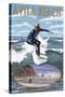 Avila Beach, California - Surfer Scene-Lantern Press-Stretched Canvas