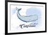 Avila Beach, California - Whale - Blue - Coastal Icon-Lantern Press-Framed Premium Giclee Print