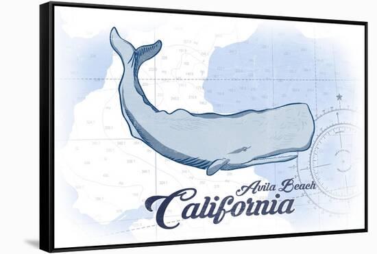 Avila Beach, California - Whale - Blue - Coastal Icon-Lantern Press-Framed Stretched Canvas