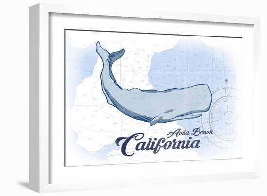 Avila Beach, California - Whale - Blue - Coastal Icon-Lantern Press-Framed Art Print