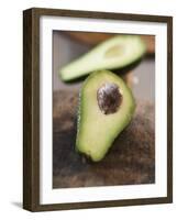 Avocado, Halved, on Old Chopping Board-Jo Kirchherr-Framed Photographic Print