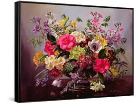 Aw/22 Freesias, Primroses and Bluebells-Albert Williams-Framed Stretched Canvas