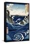 Awa Province: Stormy Sea at the Naruto Rapids from 'Famous Places of the Sixty Provinces', 1853-Ando Hiroshige-Framed Stretched Canvas