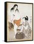 Awabi (Mollusks) Fishermen in Water-null-Framed Stretched Canvas