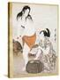 Awabi (Mollusks) Fishermen in Water-null-Stretched Canvas