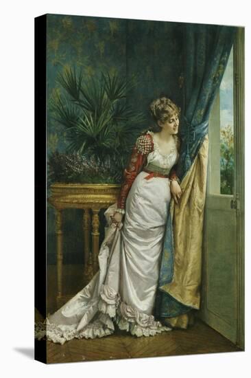 Awaiting the Visitor, 1878-Auguste Toulmouche-Stretched Canvas