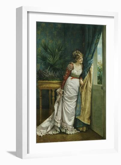 Awaiting the Visitor, 1878-Auguste Toulmouche-Framed Giclee Print