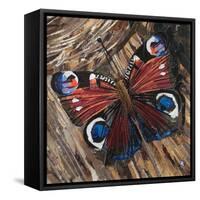 Awaken' Peacock Butterfly on Woodpile-Kirstie Adamson-Framed Stretched Canvas