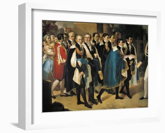 Awarding Key to City of Cagliari to Charles Albert of Savoy-Giovanni Migliara-Framed Giclee Print