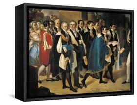 Awarding Key to City of Cagliari to Charles Albert of Savoy-Giovanni Migliara-Framed Stretched Canvas