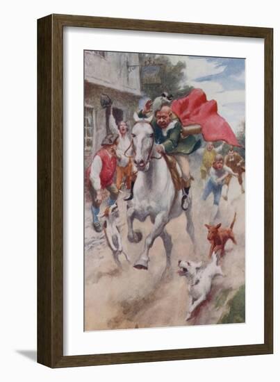 "Away Went Gilpin's Horse, and Away Went Gilpin on His Back, Through the Streets of London Town"-Arthur C. Michael-Framed Giclee Print