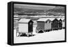 Awesome South Africa Collection B&W - Beach Huts Cape Town-Philippe Hugonnard-Framed Stretched Canvas