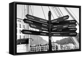 Awesome South Africa Collection B&W - Direction Sign Cape Town II-Philippe Hugonnard-Framed Stretched Canvas