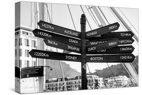 Awesome South Africa Collection B&W - Direction Sign Cape Town II-Philippe Hugonnard-Stretched Canvas