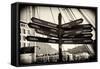 Awesome South Africa Collection B&W - Direction Sign Cape Town-Philippe Hugonnard-Framed Stretched Canvas
