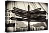 Awesome South Africa Collection B&W - Direction Sign Cape Town-Philippe Hugonnard-Stretched Canvas