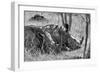 Awesome South Africa Collection B&W - Two White Rhino slepping-Philippe Hugonnard-Framed Photographic Print