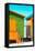 Awesome South Africa Collection - Close-Up Colorful Beach Huts - Lime & Orange II-Philippe Hugonnard-Framed Stretched Canvas