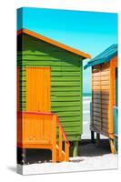 Awesome South Africa Collection - Close-Up Colorful Beach Huts - Lime & Orange II-Philippe Hugonnard-Stretched Canvas