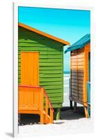 Awesome South Africa Collection - Close-Up Colorful Beach Huts - Lime & Orange II-Philippe Hugonnard-Framed Photographic Print