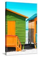 Awesome South Africa Collection - Close-Up Colorful Beach Huts - Lime & Orange II-Philippe Hugonnard-Stretched Canvas