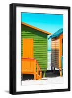 Awesome South Africa Collection - Close-Up Colorful Beach Huts - Lime & Orange II-Philippe Hugonnard-Framed Photographic Print