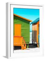 Awesome South Africa Collection - Close-Up Colorful Beach Huts - Lime & Orange II-Philippe Hugonnard-Framed Photographic Print