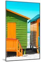 Awesome South Africa Collection - Close-Up Colorful Beach Huts - Lime & Orange II-Philippe Hugonnard-Mounted Photographic Print