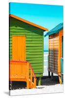 Awesome South Africa Collection - Close-Up Colorful Beach Huts - Lime & Orange II-Philippe Hugonnard-Stretched Canvas