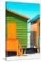 Awesome South Africa Collection - Close-Up Colorful Beach Huts - Lime & Orange II-Philippe Hugonnard-Stretched Canvas