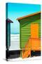 Awesome South Africa Collection - Close-Up Colorful Beach Huts - Lime & Orange-Philippe Hugonnard-Stretched Canvas