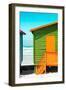 Awesome South Africa Collection - Close-Up Colorful Beach Huts - Lime & Orange-Philippe Hugonnard-Framed Photographic Print