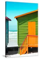 Awesome South Africa Collection - Close-Up Colorful Beach Huts - Lime & Orange-Philippe Hugonnard-Stretched Canvas