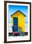 Awesome South Africa Collection - Colorful Beach Hut Cape Town - Yellow & Minight Blue-Philippe Hugonnard-Framed Photographic Print