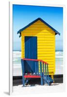 Awesome South Africa Collection - Colorful Beach Hut Cape Town - Yellow & Minight Blue-Philippe Hugonnard-Framed Photographic Print