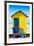 Awesome South Africa Collection - Colorful Beach Hut Cape Town - Yellow & Minight Blue-Philippe Hugonnard-Framed Premium Photographic Print