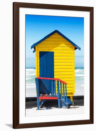 Awesome South Africa Collection - Colorful Beach Hut Cape Town - Yellow & Minight Blue-Philippe Hugonnard-Framed Premium Photographic Print