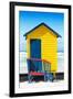 Awesome South Africa Collection - Colorful Beach Hut Cape Town - Yellow & Minight Blue-Philippe Hugonnard-Framed Premium Photographic Print
