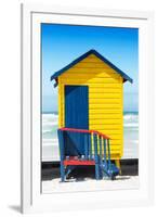 Awesome South Africa Collection - Colorful Beach Hut Cape Town - Yellow & Minight Blue-Philippe Hugonnard-Framed Photographic Print