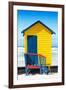 Awesome South Africa Collection - Colorful Beach Hut Cape Town - Yellow & Minight Blue-Philippe Hugonnard-Framed Photographic Print