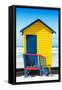 Awesome South Africa Collection - Colorful Beach Hut Cape Town - Yellow & Minight Blue-Philippe Hugonnard-Framed Stretched Canvas