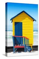 Awesome South Africa Collection - Colorful Beach Hut Cape Town - Yellow & Minight Blue-Philippe Hugonnard-Stretched Canvas