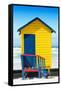 Awesome South Africa Collection - Colorful Beach Hut Cape Town - Yellow & Minight Blue-Philippe Hugonnard-Framed Stretched Canvas