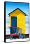 Awesome South Africa Collection - Colorful Beach Hut Cape Town - Yellow & Minight Blue-Philippe Hugonnard-Framed Stretched Canvas