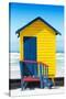 Awesome South Africa Collection - Colorful Beach Hut Cape Town - Yellow & Minight Blue-Philippe Hugonnard-Stretched Canvas