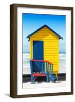 Awesome South Africa Collection - Colorful Beach Hut Cape Town - Yellow & Minight Blue-Philippe Hugonnard-Framed Photographic Print