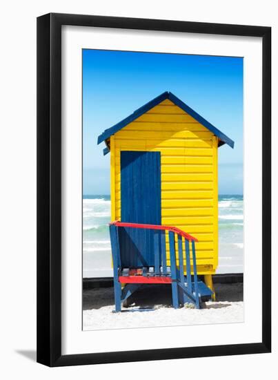 Awesome South Africa Collection - Colorful Beach Hut Cape Town - Yellow & Minight Blue-Philippe Hugonnard-Framed Photographic Print