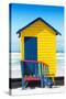 Awesome South Africa Collection - Colorful Beach Hut Cape Town - Yellow & Minight Blue-Philippe Hugonnard-Stretched Canvas