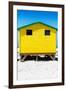 Awesome South Africa Collection - Colorful Beach Hut - Yellow & Skyblue-Philippe Hugonnard-Framed Photographic Print