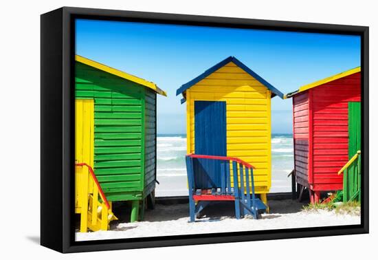 Awesome South Africa Collection - Colorful Beach Huts - Green & Yellow & Red-Philippe Hugonnard-Framed Stretched Canvas